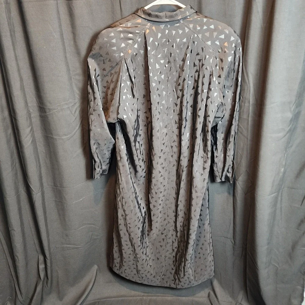 Vision brand black trench coat with a geometric triangle‎ pattern See Photos For